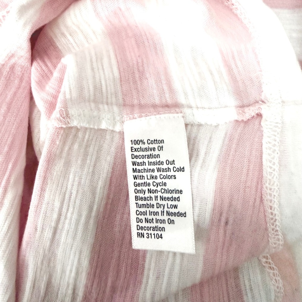 Kim Rogers Women's T-Shirt M Medium Pink White Striped Hello Summer Embroidered - Picture 9 of 10